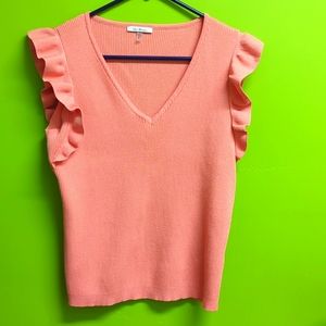 Coral frill sleeve shirt ❤️